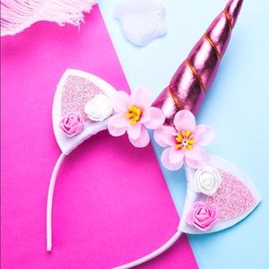 SALE: 2 for $20 Mix & Match! Girls Cat Ears and Unicorn Headband